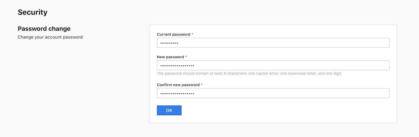 Password change in Piwik PRO